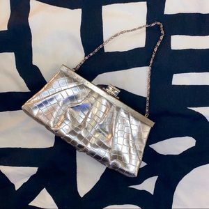 Jessica McClintock Silver Small-Chained Clutch